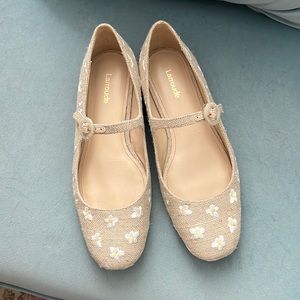 Larroude Blair Ballet Flat in Raw Linen